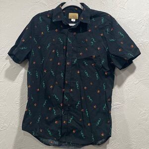 Vintage Sears Roebuck & Co Short Sleeve Button Down Holiday Shirt Size Small